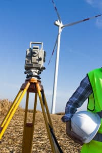 female surveyor engineer at windfarm